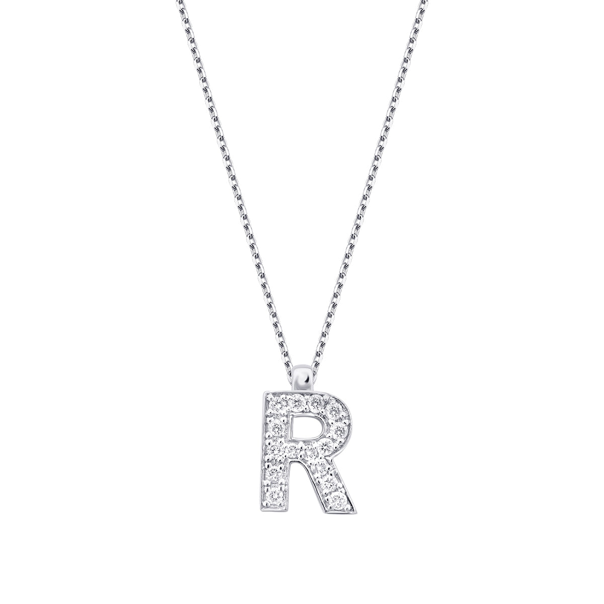 0.08 Carat Diamond R Letter Necklace