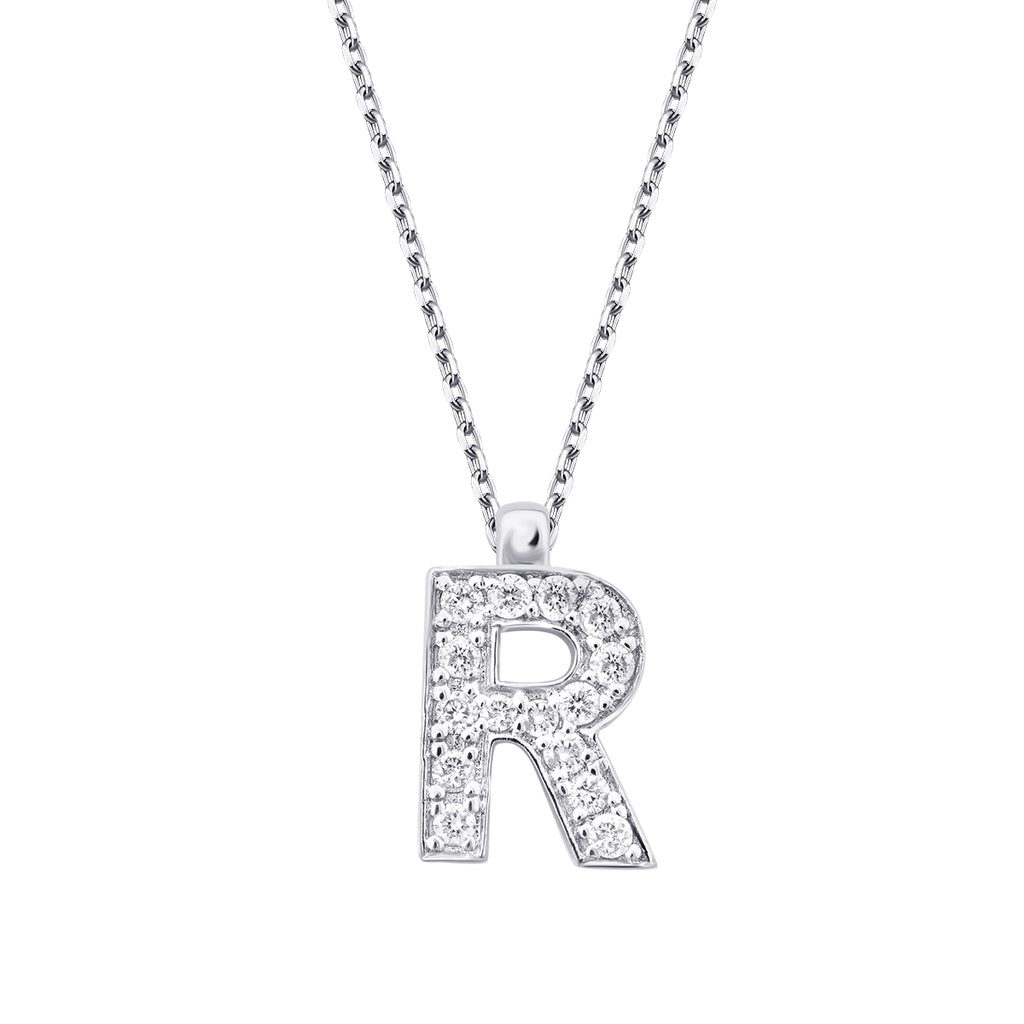 0.08 Carat Diamond R Letter Necklace