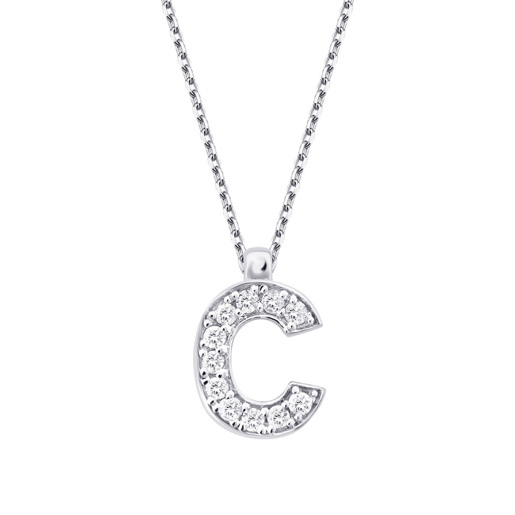 0.06 Carat Diamond C Letter Necklace