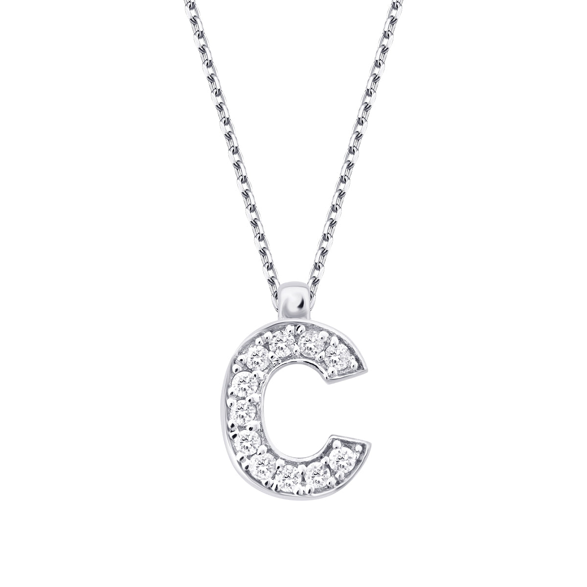 0.06 Carat Diamond C Letter Necklace
