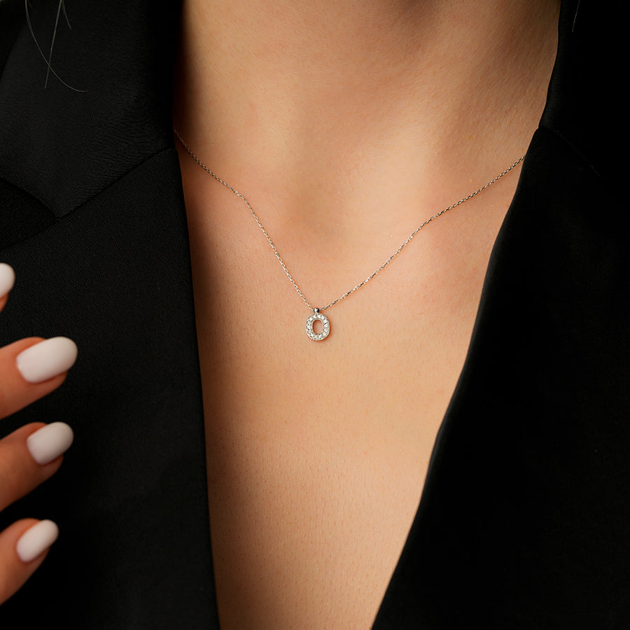 0.05 Carat Diamond O Letter Necklace