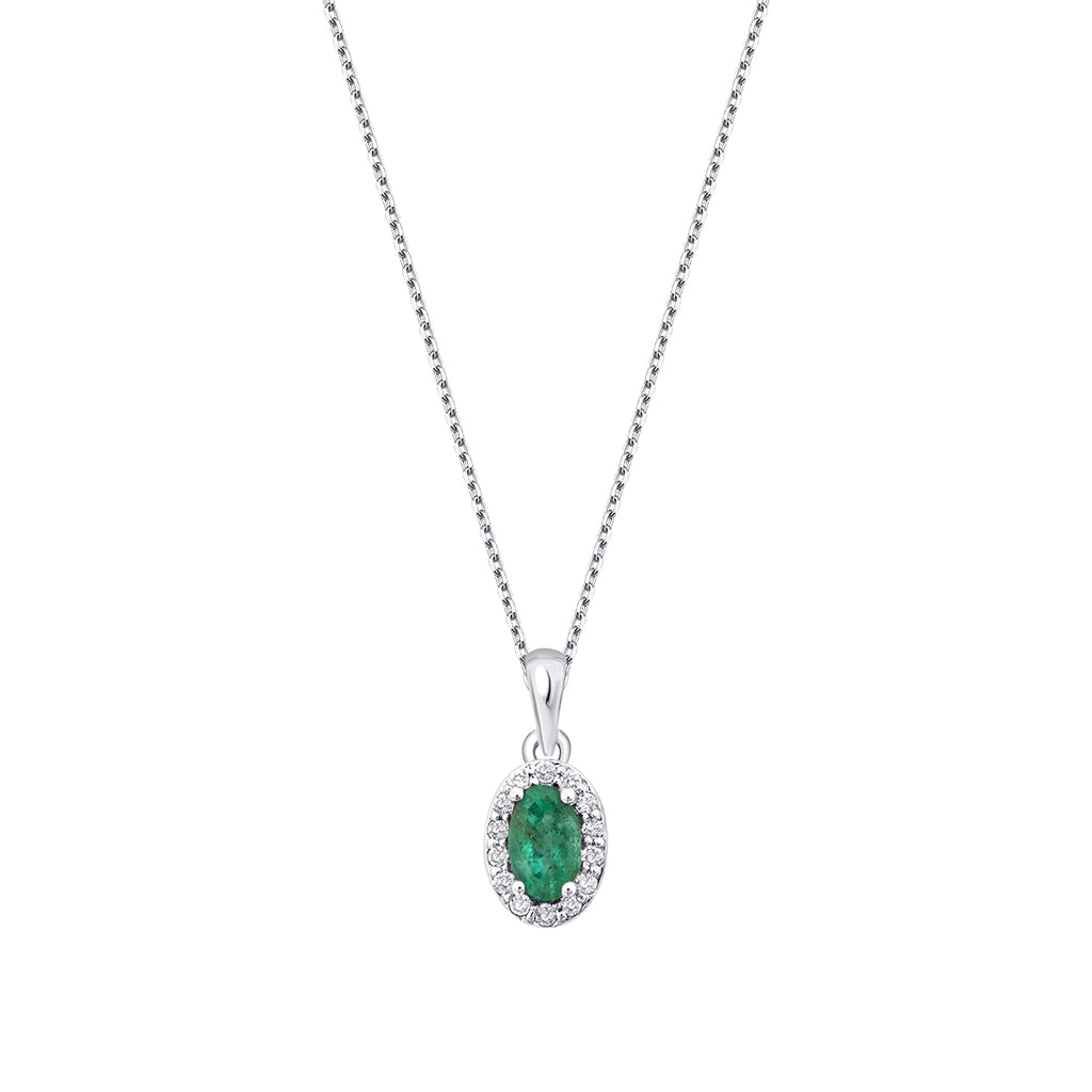 0.31 Carat Diamond Emerald Oval Necklace