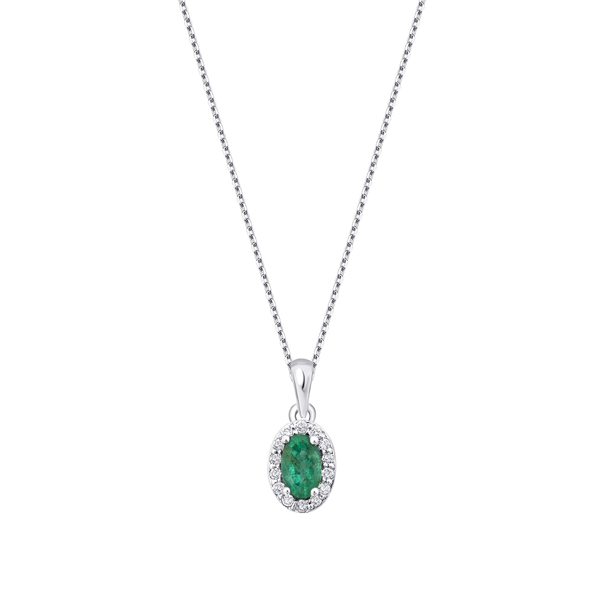 0.31 Carat Diamond Emerald Oval Necklace