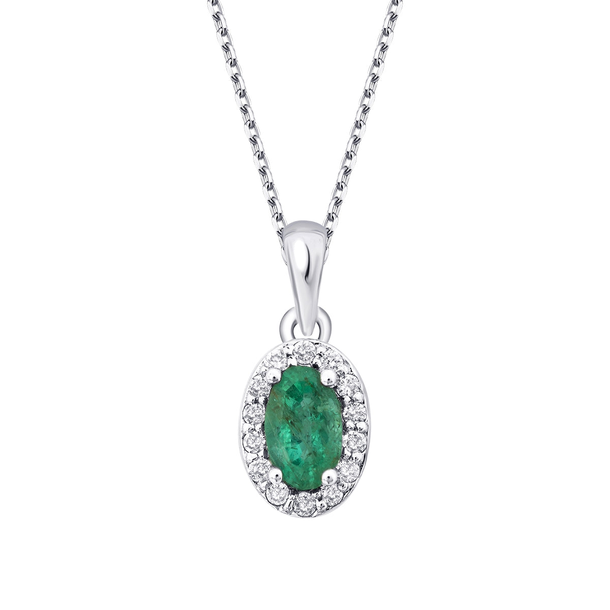 0.31 Carat Diamond Emerald Oval Necklace