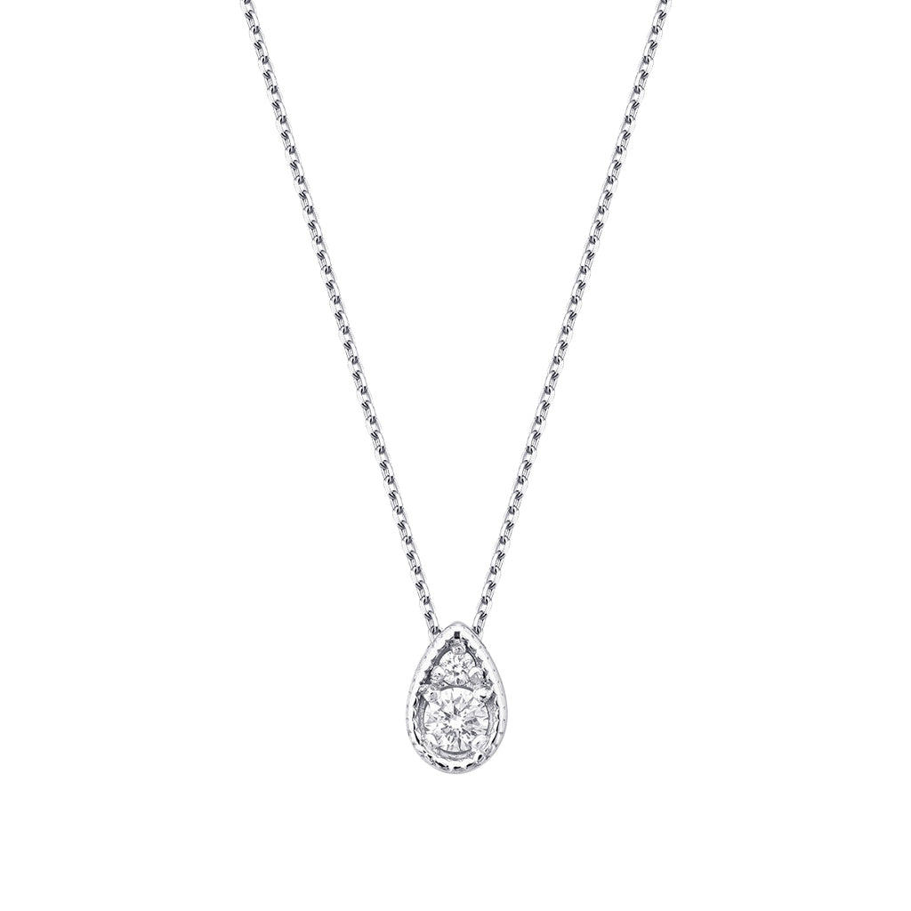 0.06 Carat Diamond Round Stone Pear Necklace