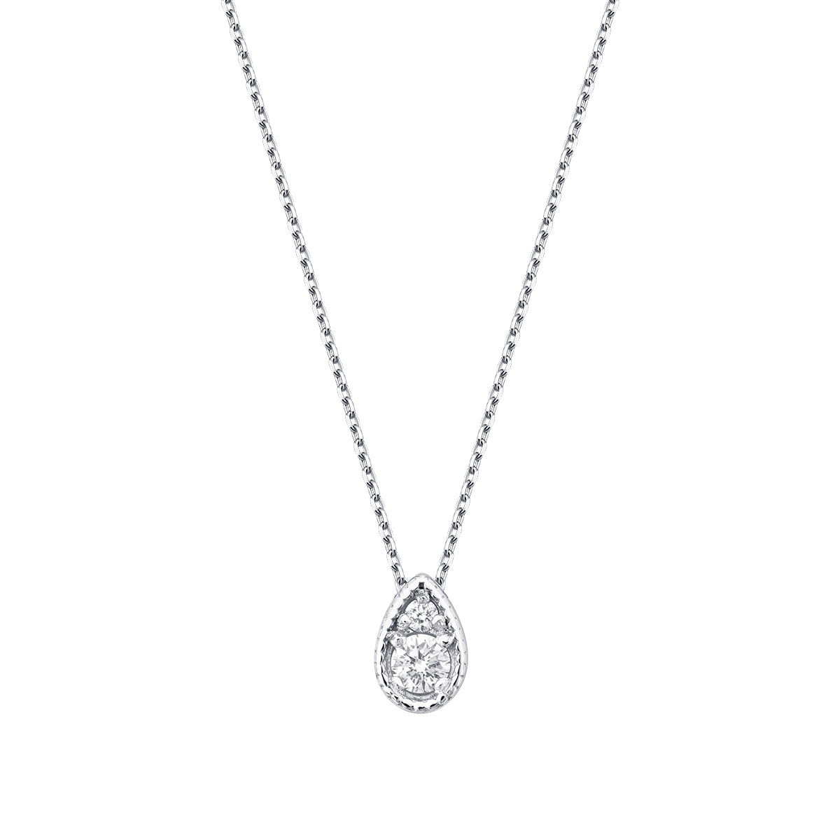 0.06 Carat Diamond Round Stone Pear Necklace