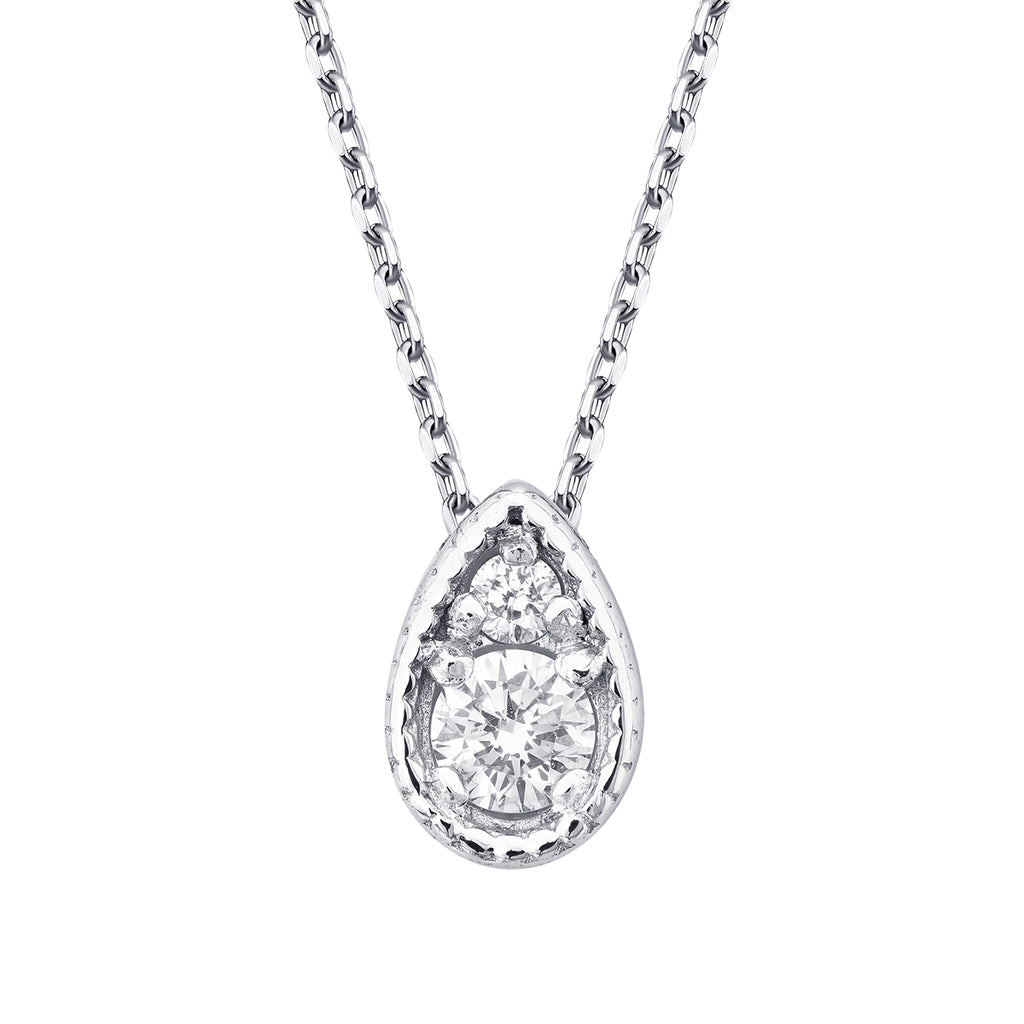 0.06 Carat Diamond Round Stone Pear Necklace