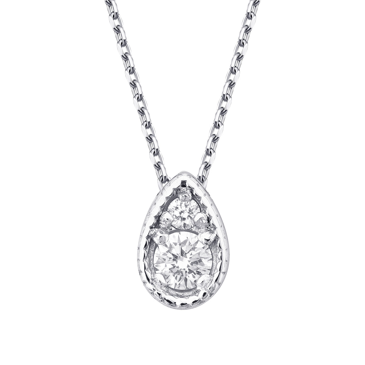 0.06 Carat Diamond Round Stone Pear Necklace