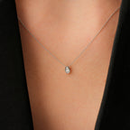 0.06 Carat Diamond Round Stone Pear Necklace