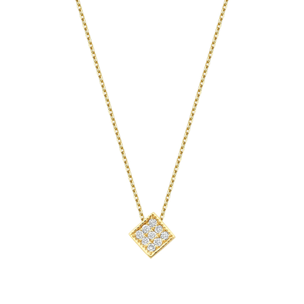 0.05 Carat Diamond Round Stone Geometric Necklace