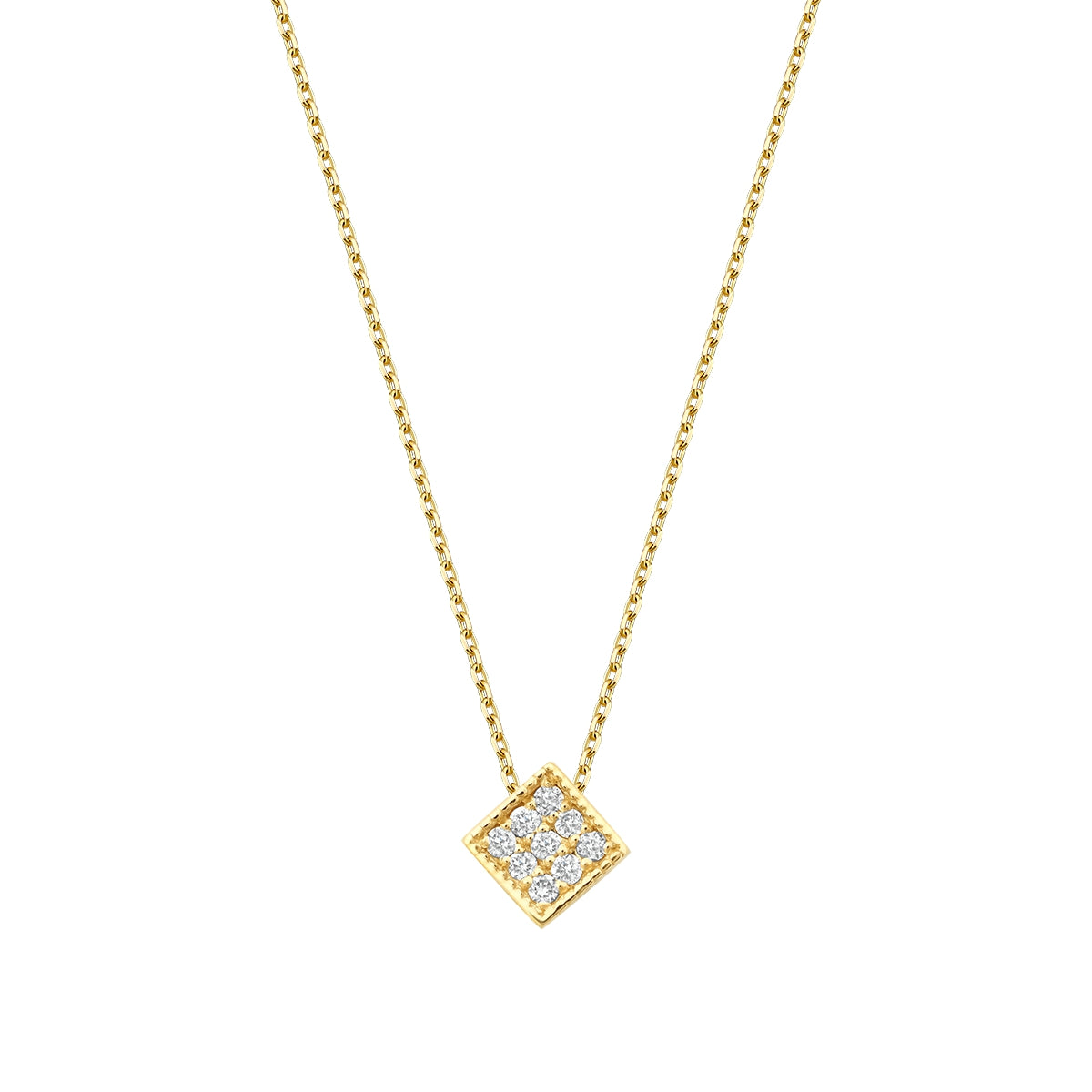 0.05 Carat Diamond Round Stone Geometric Necklace