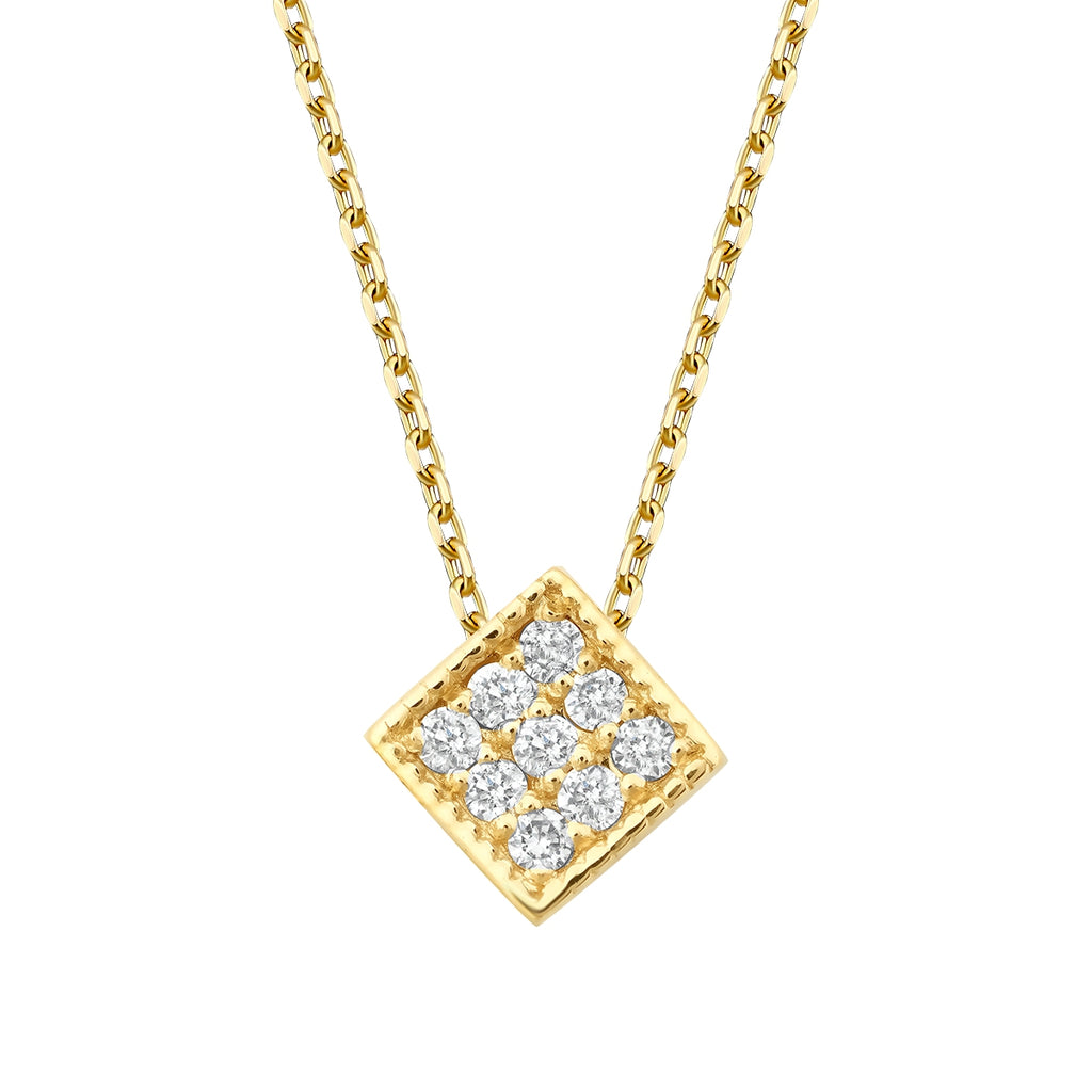 0.05 Carat Diamond Round Stone Geometric Necklace