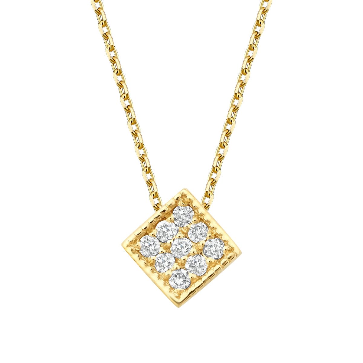 0.05 Carat Diamond Round Stone Geometric Necklace