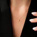 0.05 Carat Diamond Round Stone Geometric Necklace