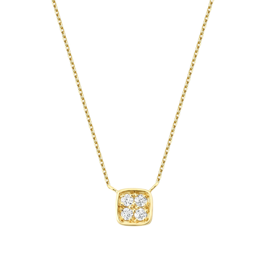 0.05 Carat Diamond Round Stone Square Necklace