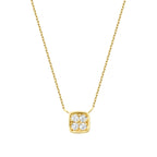 0.05 Carat Diamond Round Stone Square Necklace