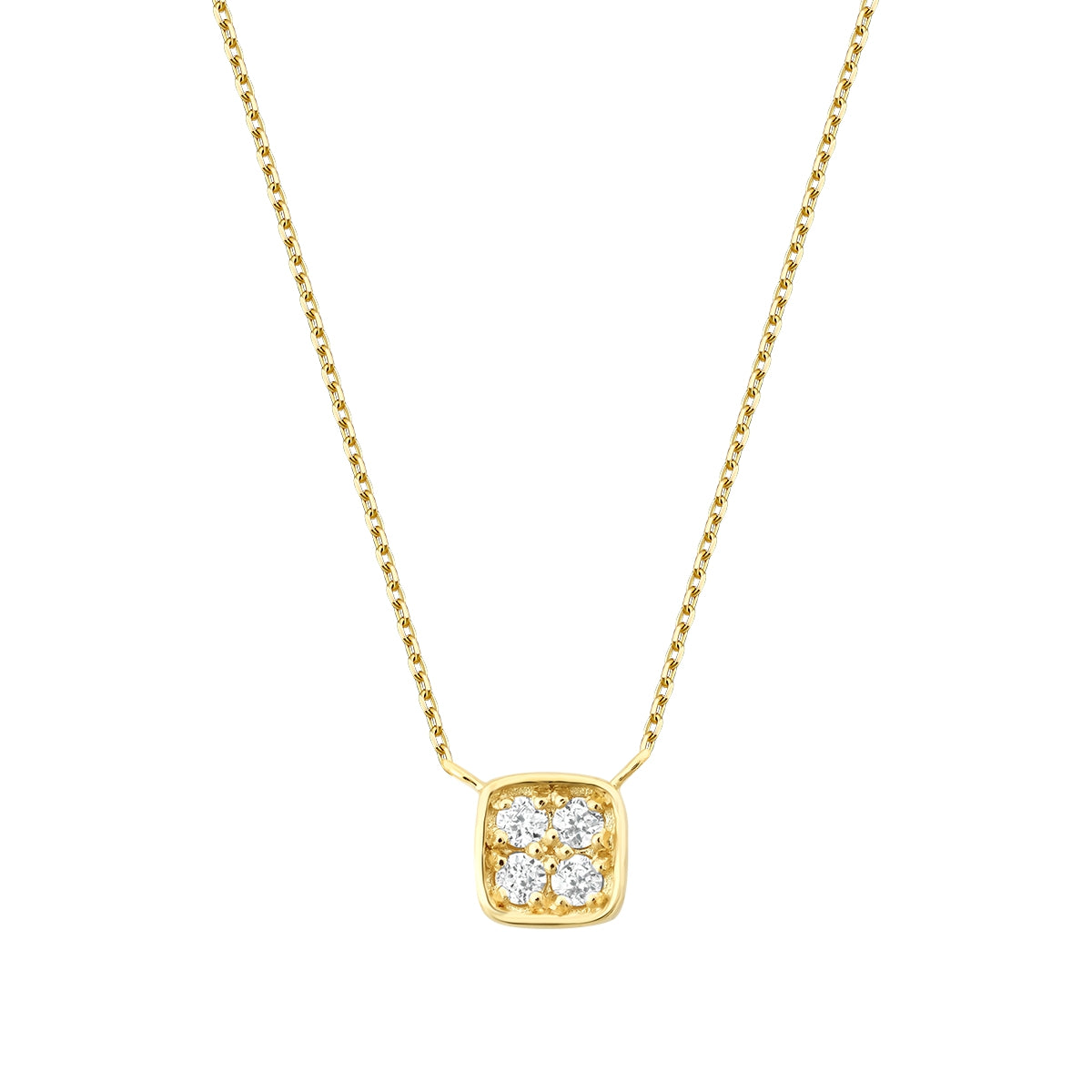 0.05 Carat Diamond Round Stone Square Necklace
