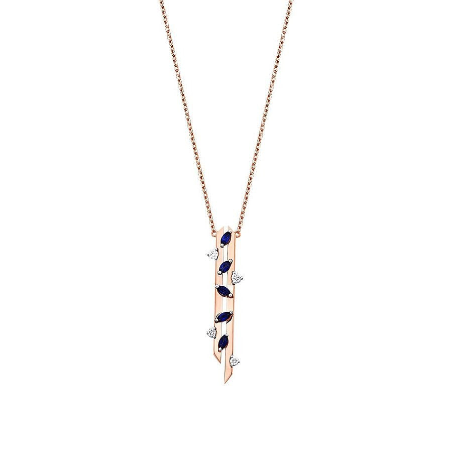 0.62 Carat Diamond Long Sapphire Necklace