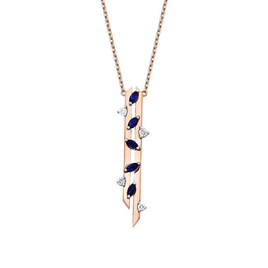0.62 Carat Diamond Long Sapphire Necklace