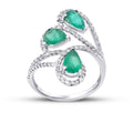 2.35 Carat Diamond Pear Emerald Ring