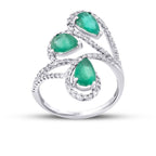 2.35 Carat Diamond Pear Emerald Ring