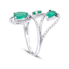 2.35 Carat Diamond Pear Emerald Ring