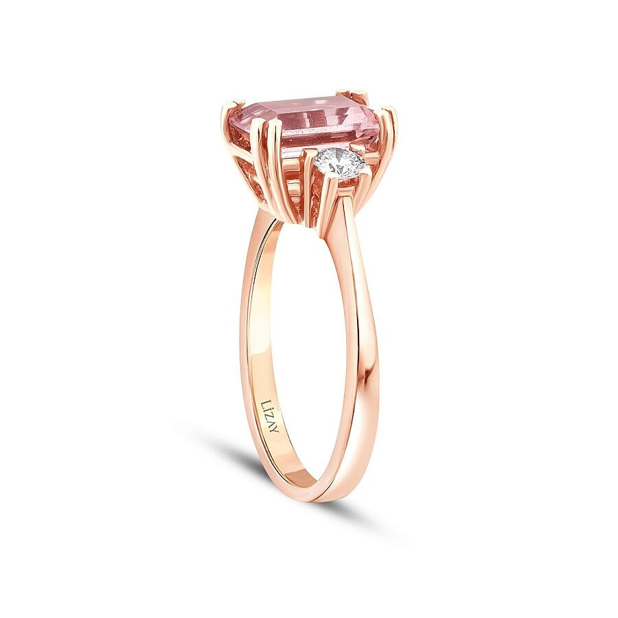 2.30 Carat Diamond Morganite Square Ring