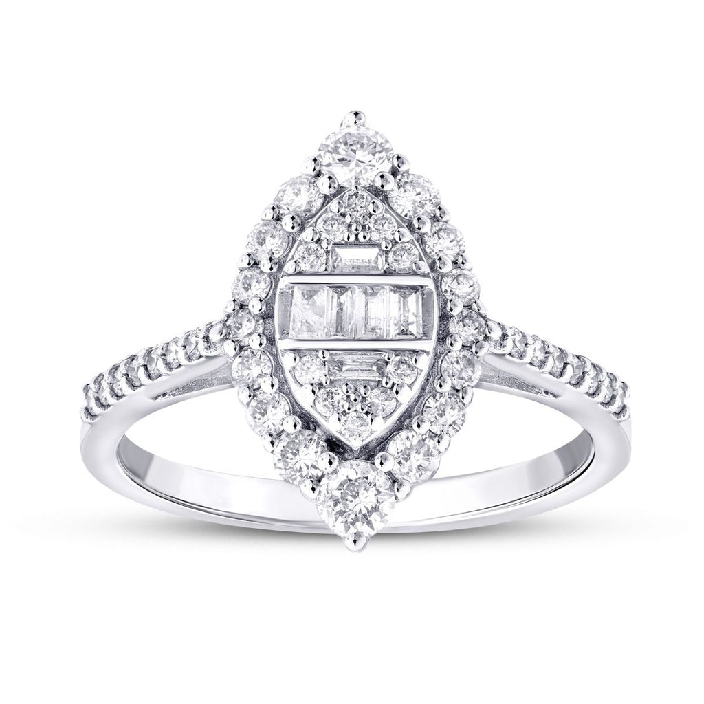 0.65 Carat Diamond Baguette Pear Ring