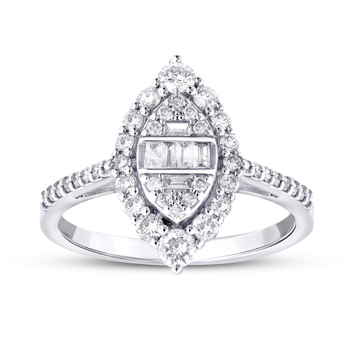 0.65 Carat Diamond Baguette Pear Ring