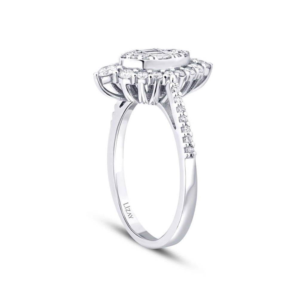 0.65 Carat Diamond Baguette Pear Ring