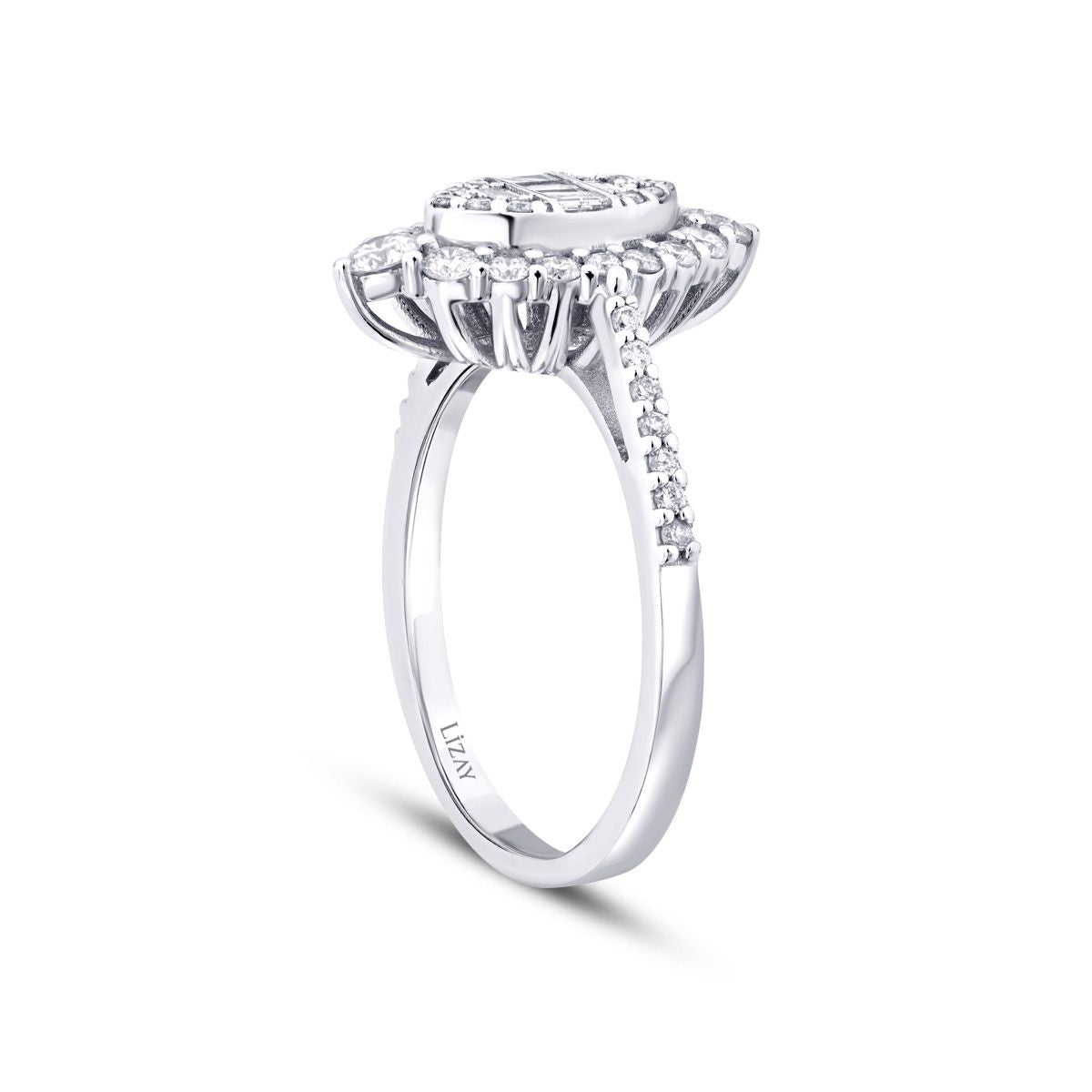 0.65 Carat Diamond Baguette Pear Ring