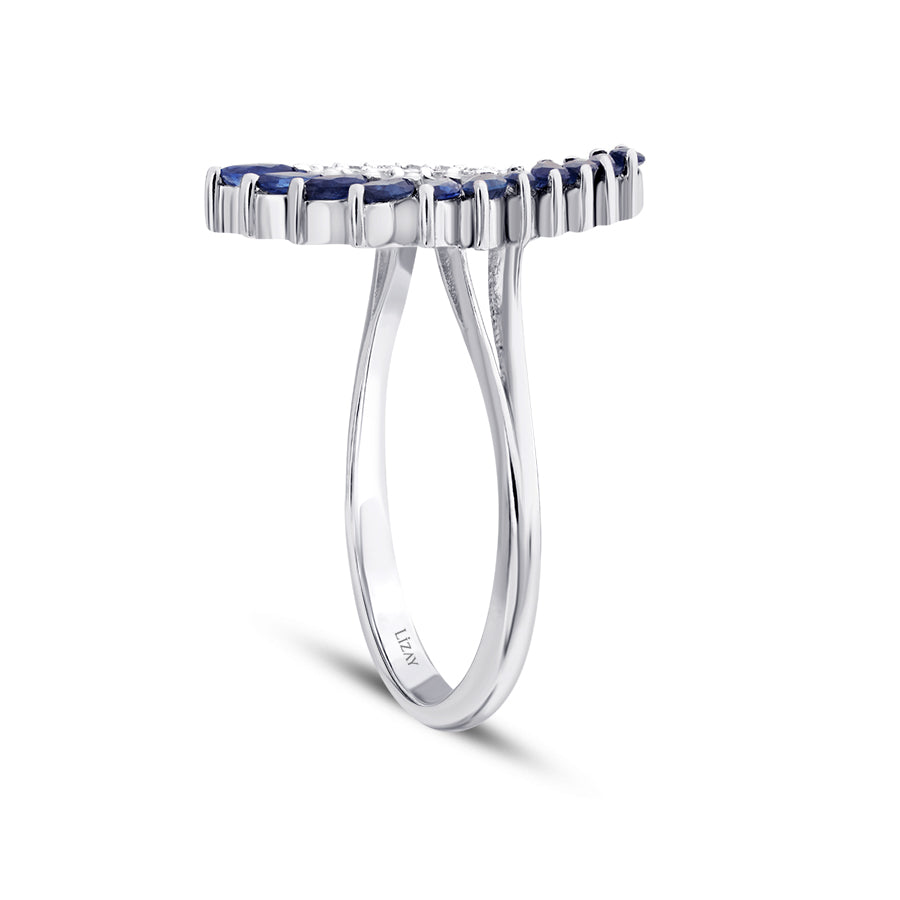 0.81 Carat Diamond Marquise Sapphire Trend Ring