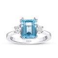 2.85 Carat Diamond Blue Topaz Square Ring
