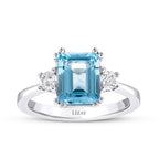 2.85 Carat Diamond Blue Topaz Square Ring