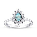 0.57 Carat Diamond Pear Blue Topaz Ring