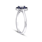 0.56 Carat Diamond Pear Sapphire Flower Ring