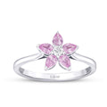 0.56 Carat Diamond Pink Sapphire Flower Ring