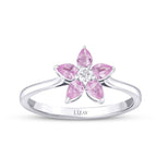 0.56 Carat Diamond Pink Sapphire Flower Ring