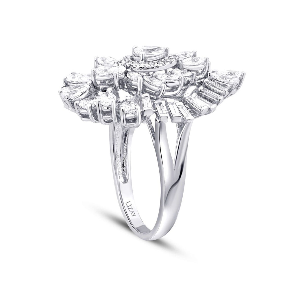 1.91 Carat Diamond Baguette Stone Pear Ring