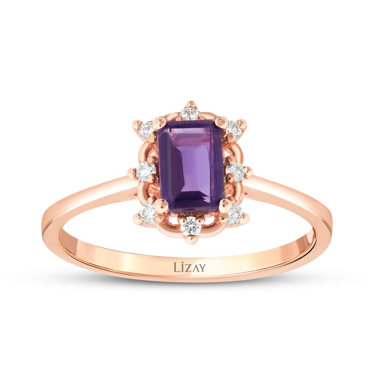 0.62 Carat Diamond Emerald Amethyst Ring