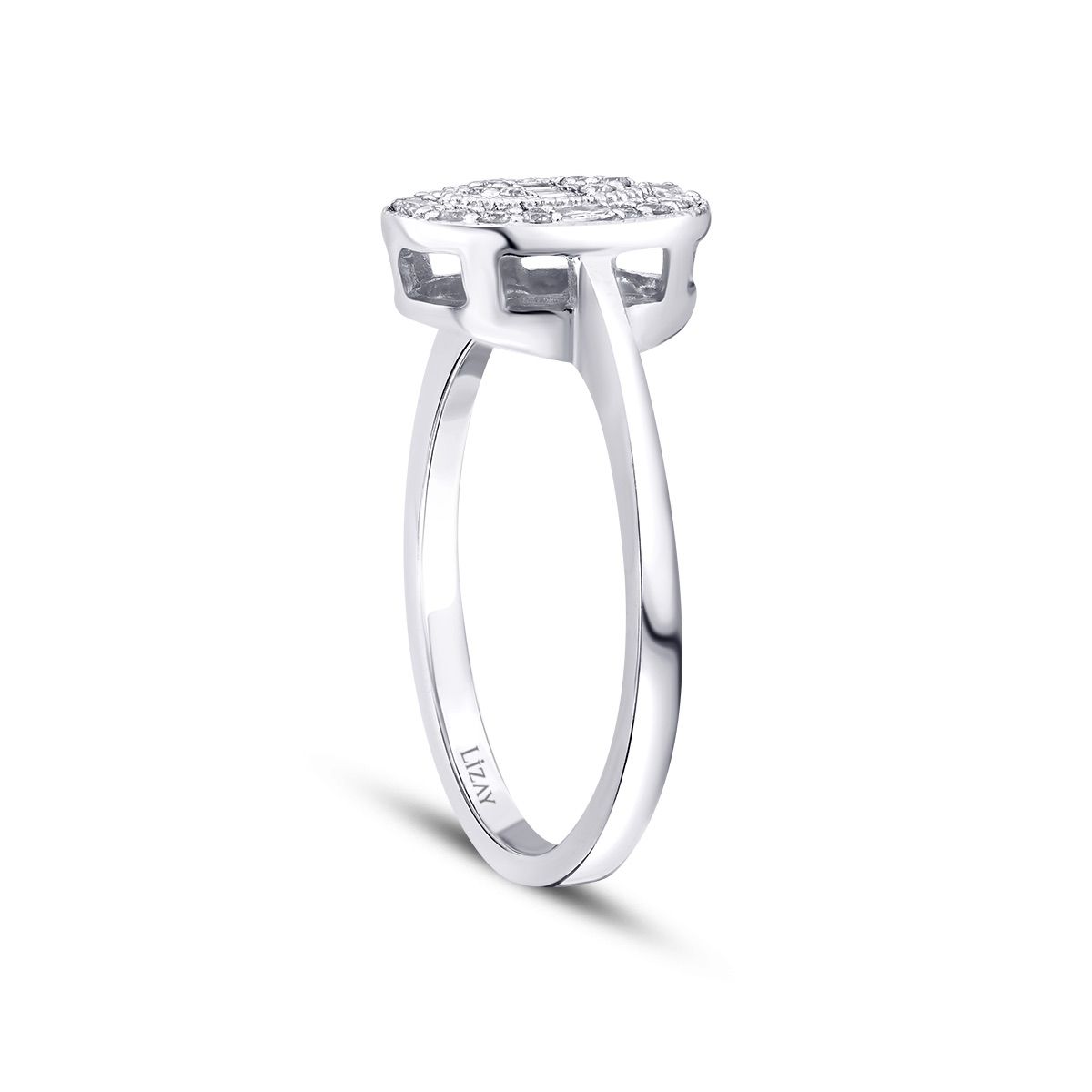 0.19 Carat Diamond Oval Baguette Trend Ring