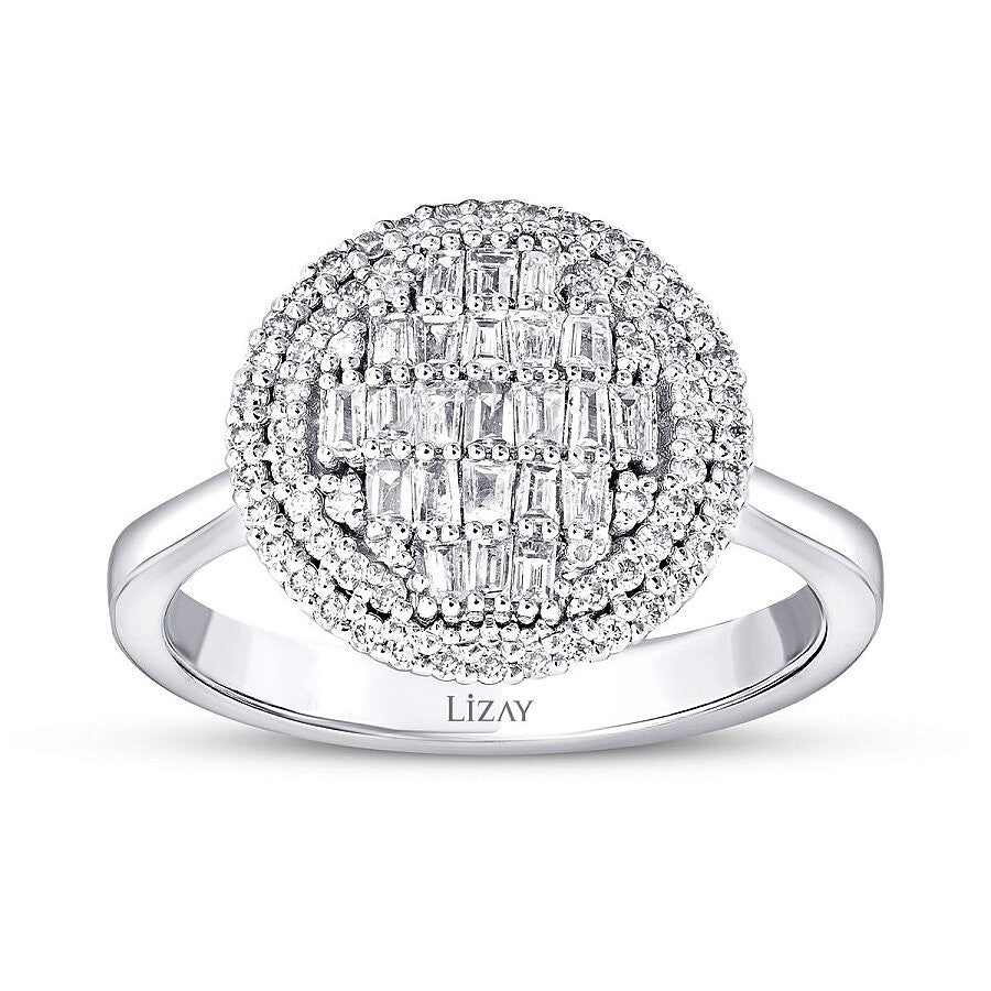 0.50 Carat Diamond Baguette Stone Round Ring