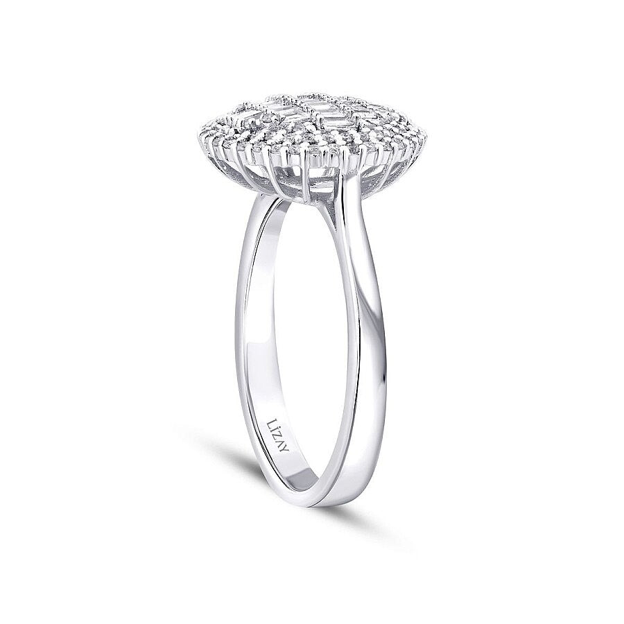 0.50 Carat Diamond Baguette Stone Round Ring
