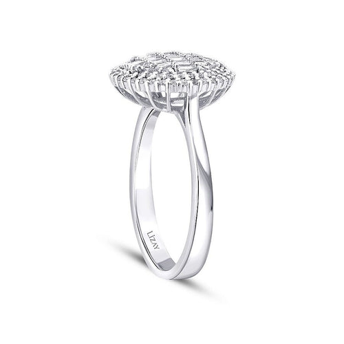 0.50 Carat Diamond Baguette Stone Round Ring