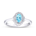 0.67 Carat Diamond Blue Topaz Baguette Ring