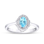 0.67 Carat Diamond Blue Topaz Baguette Ring