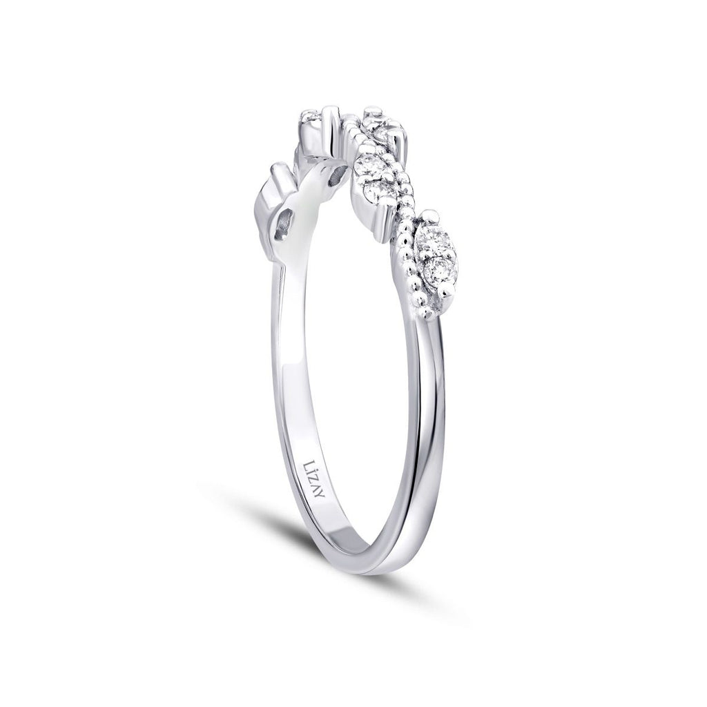 0.14 Carat Diamond Wave Detailed Trend Ring