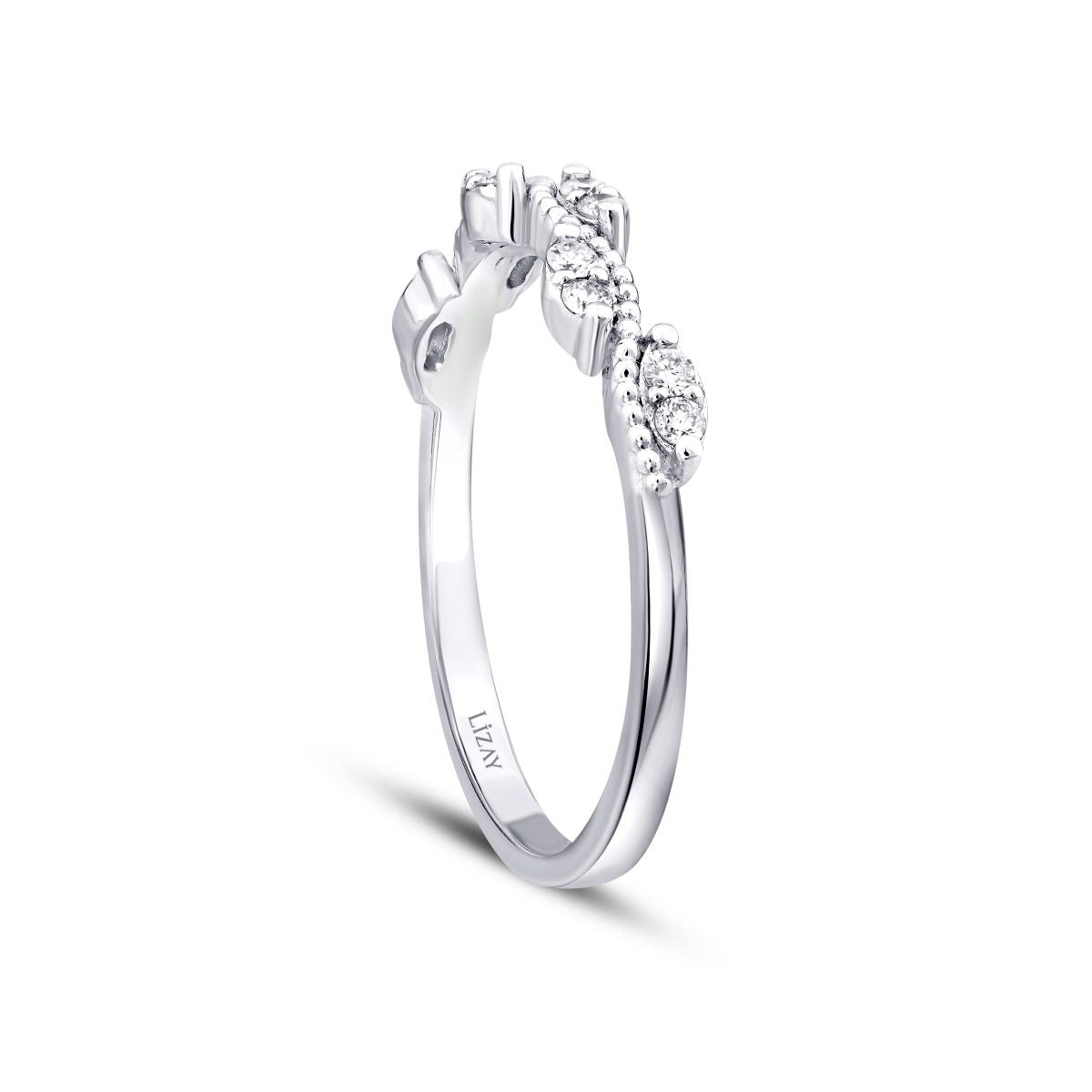 0.14 Carat Diamond Wave Detailed Trend Ring