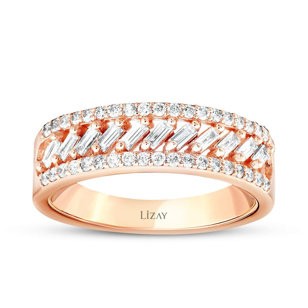 0.45 Carat Diamond Baguette Detailed Trend Ring