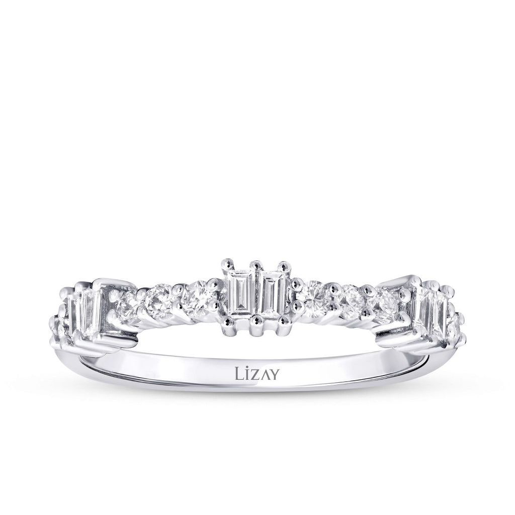0.34 Carat Diamond Baguette Detailed Ring